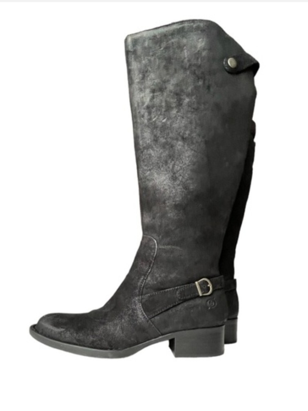 Ladies Born " CUPRA" Women's Black Suede Knee-High Buckle Heeled Boots